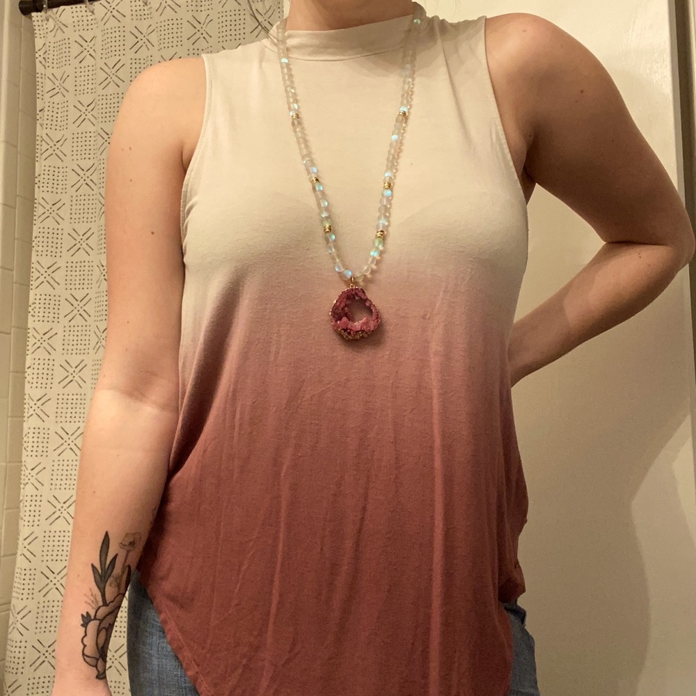 Ombré Mauve & Tan High Neck Tank